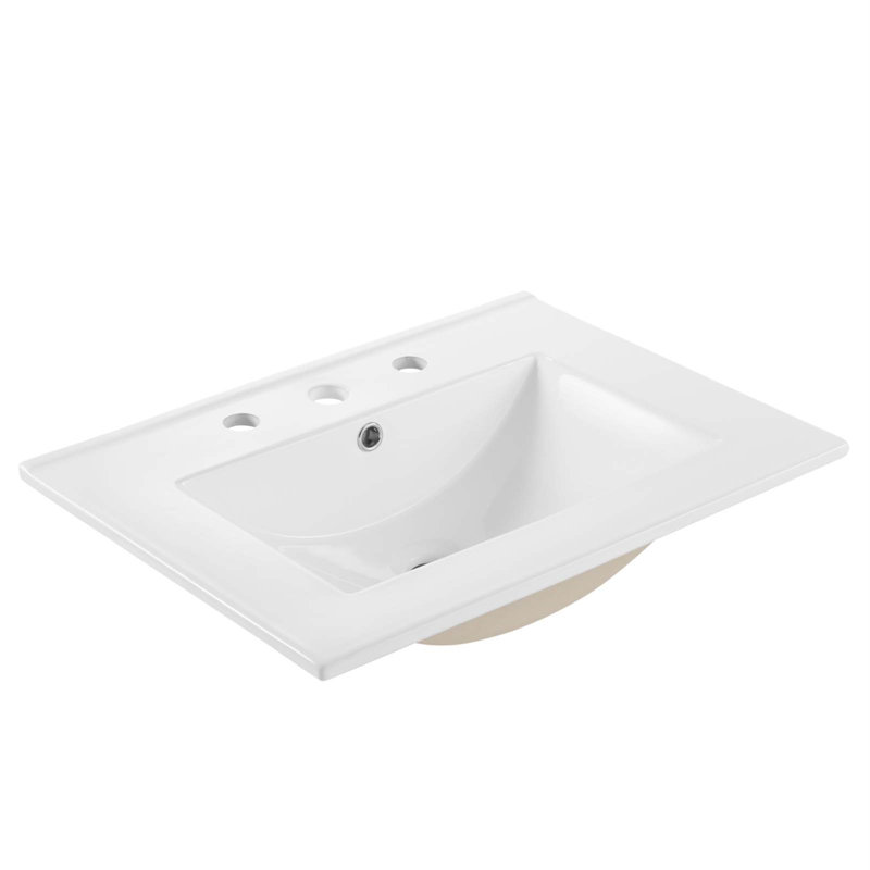 Modway Cayman 24.5'' White Ceramic Rectangular Dropin Bathroom Sink